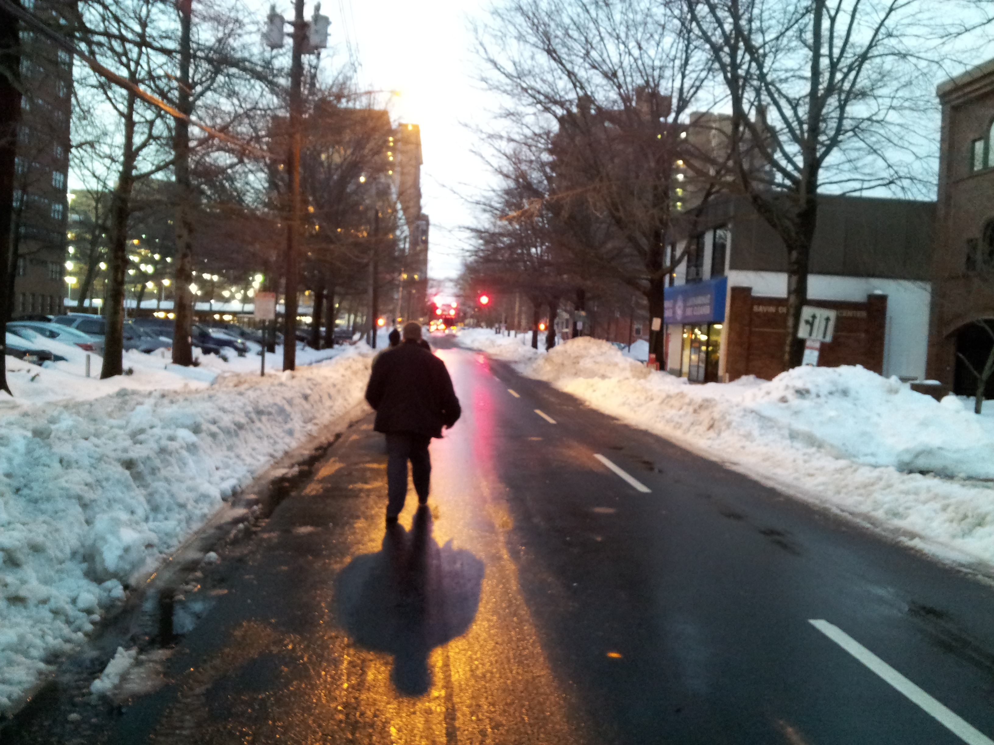 walking through snow